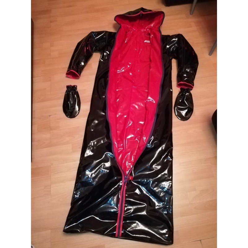 Adult Schlafsack OVERALL GUMMI LACK PLASTIK PVC GEFÜTTERT SLEEPING BAG